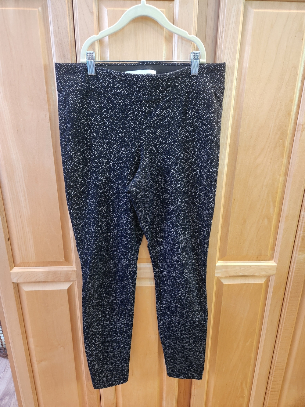 Old Navy Black Leggings with Tiny White Dot Print